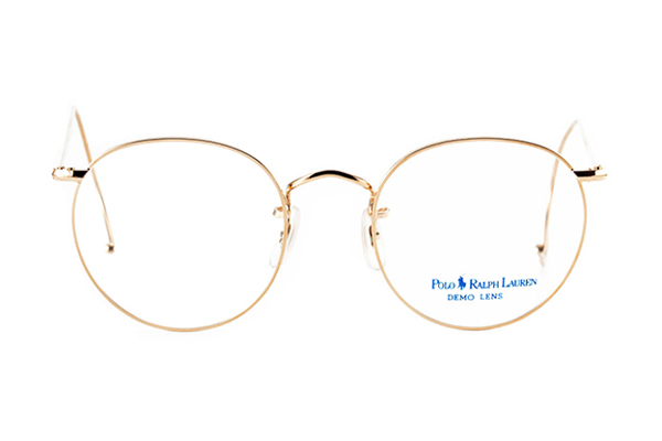 Packshot einer runden goldenen Brille der Marke Ralph Lauren